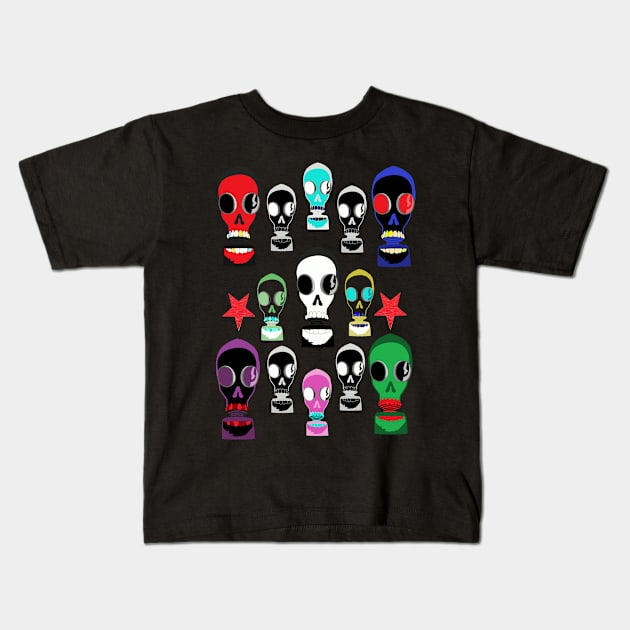 Gasmask Color Splash Kids T-Shirt by Pellagrino